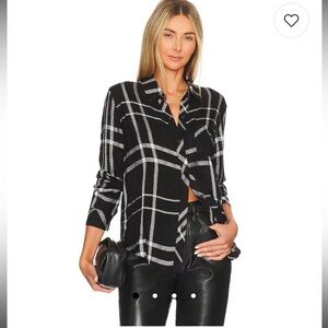 Rails Hunter Top Black Sterling XS Black & White Plaid Button Down Shirt